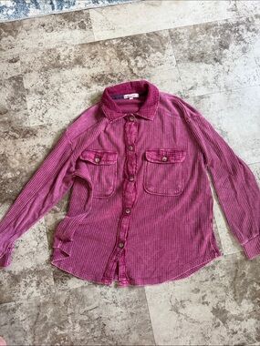 Briggs New York Magenta Textured Button-Up